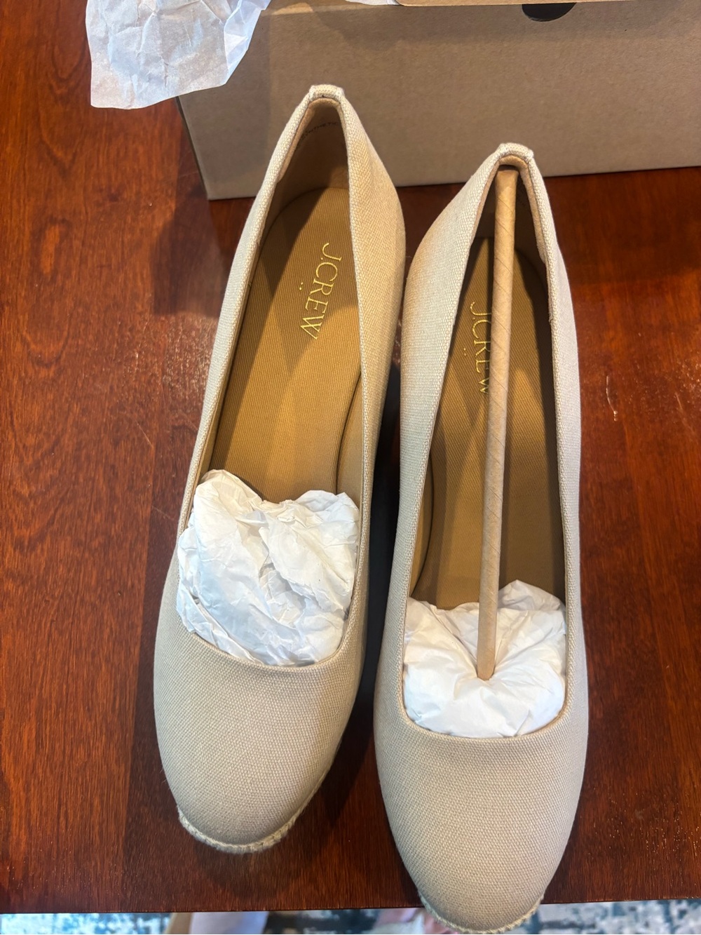 J. Crew Women’s Canvas Wedge Espadrille in Flax Size 9 - Picture 2 of 10
